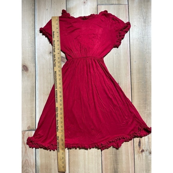 Women's Voll Red Ruffle short sleeve dress. Size Small - Picture 5 of 6